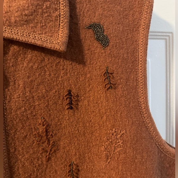 Western Wool Beaded Embroidered Horse Cowgirl Cabincore Country Equestrian Vest - Picture 7 of 15